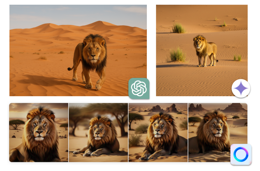 Images of lions in the Sahara.